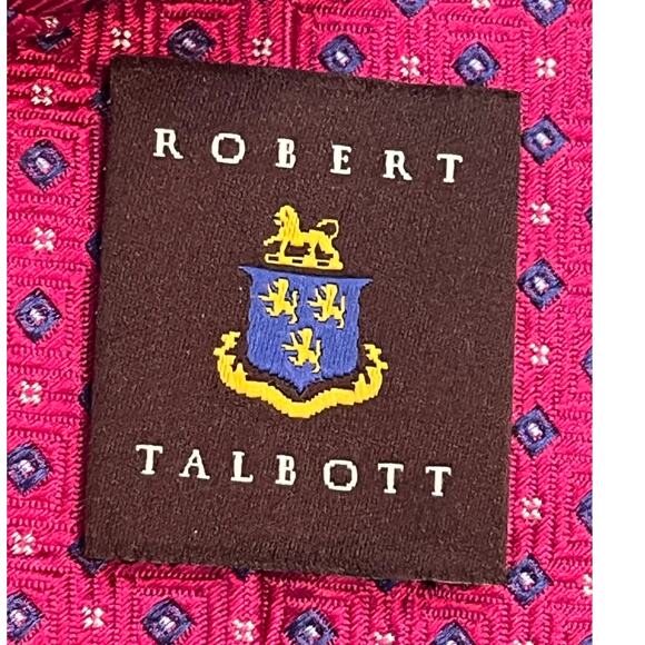 Robert Talbot Men’s Red Geometric Silk Necktie 59" × 3.25" 100% Silk Designer - Picture 3 of 9